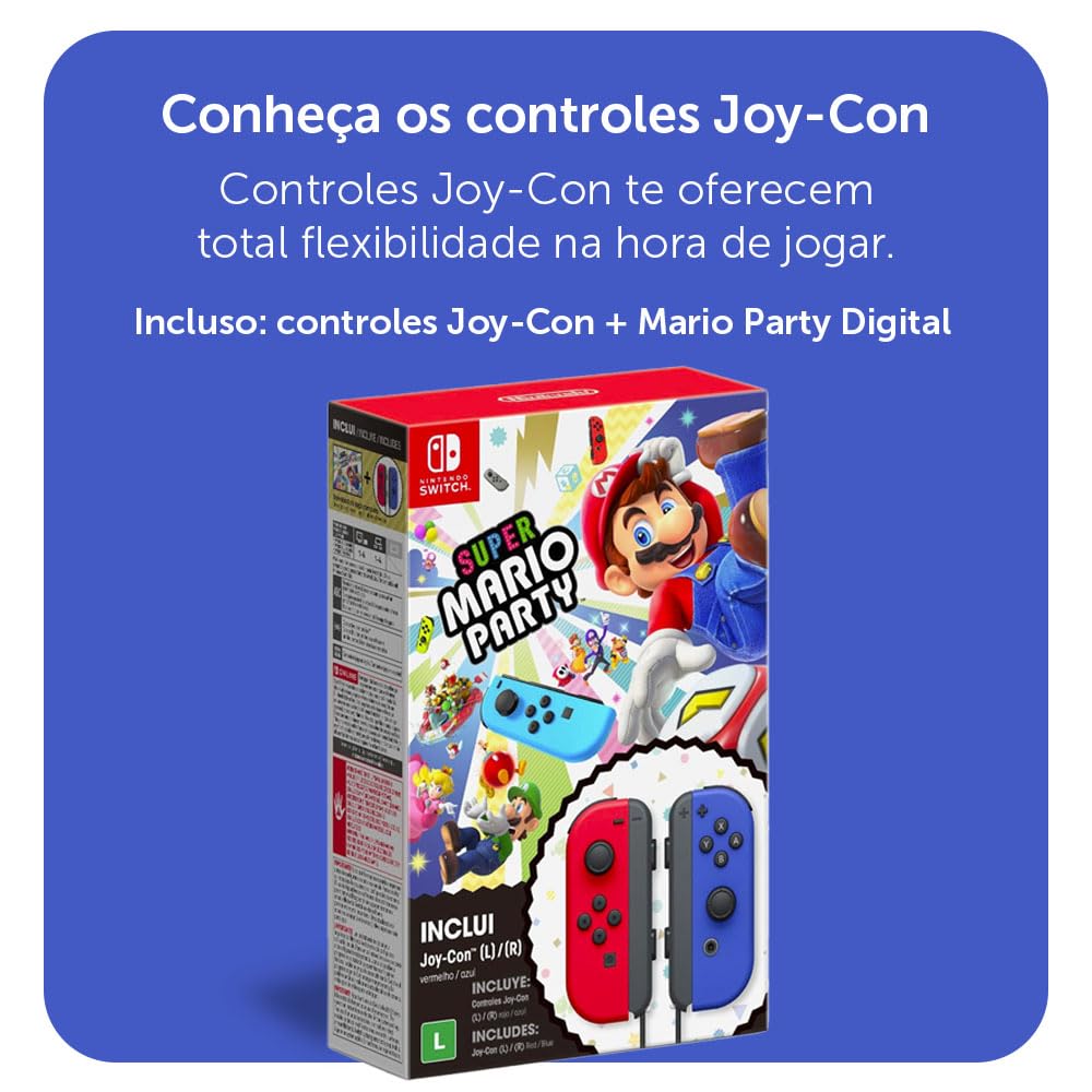 Nintendo, Bundle Joy-Con Azul e Vermelho Neon + Mario Party